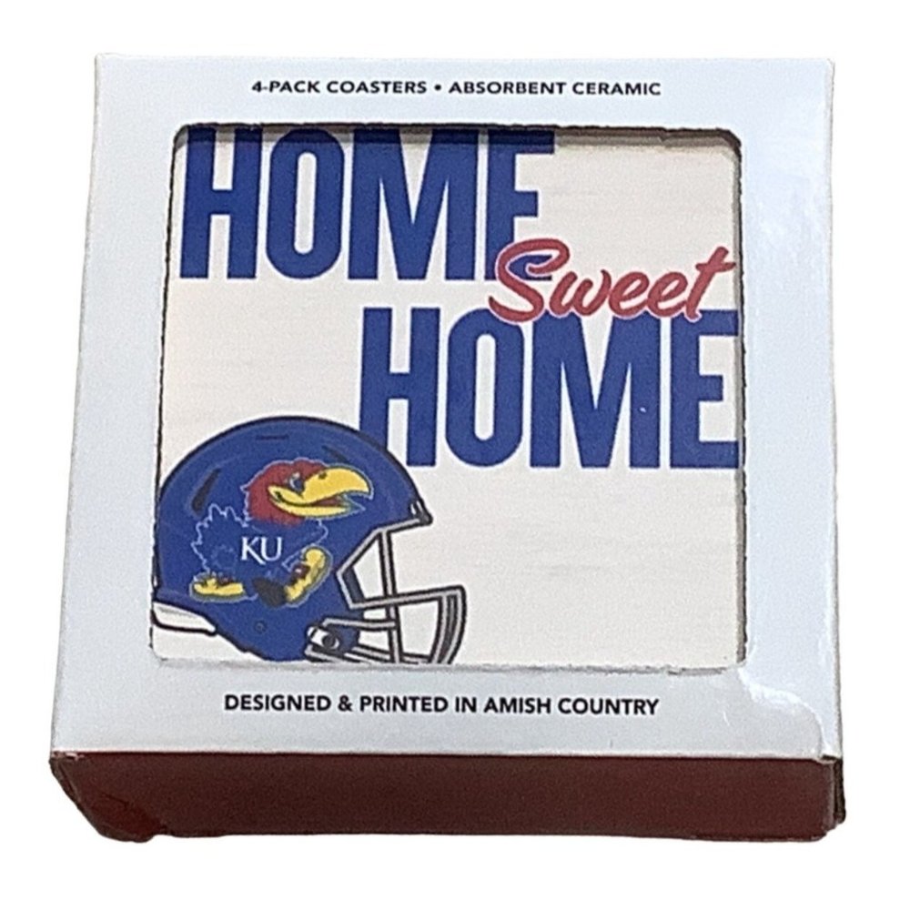 University Of Kansas Jayhawks Logo 4"x 4" Ceramic Coasters Absorbent 4 Pack